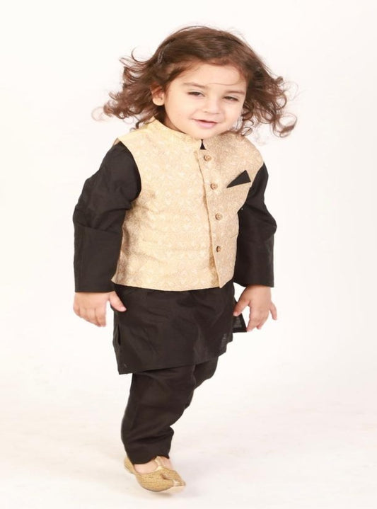 3 PC Silk Kurta Pyjama with Vest