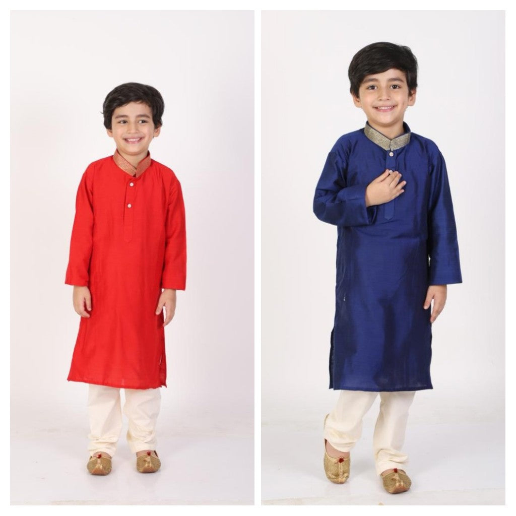 Festive Silk Kurta with zari collar