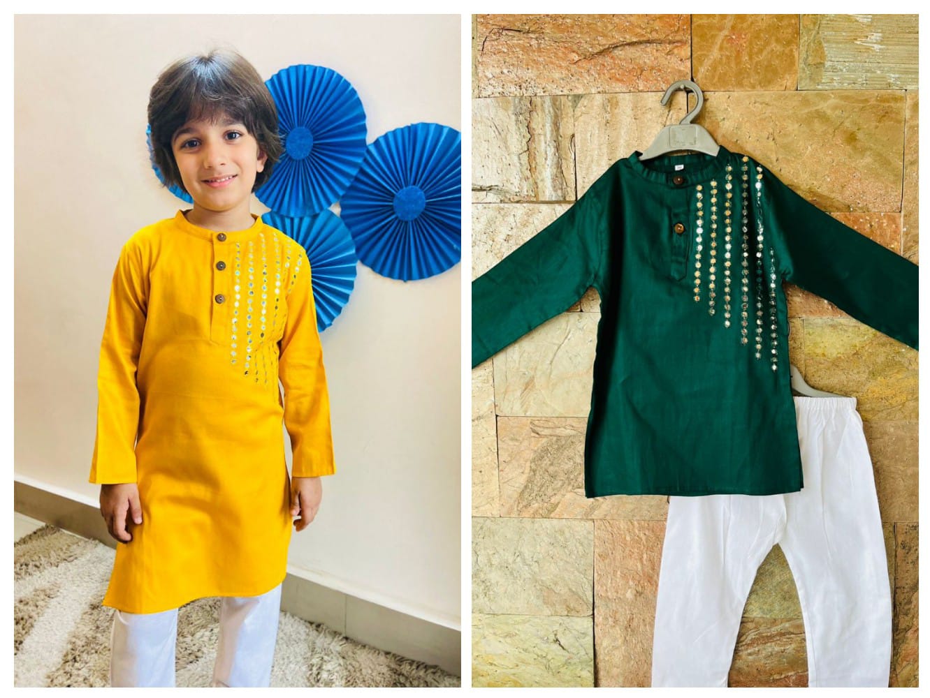 Festive kurta pajama mirror panel