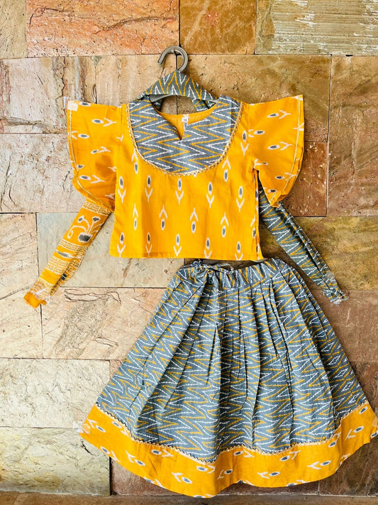 3 pc Ikat print cotton lehnga